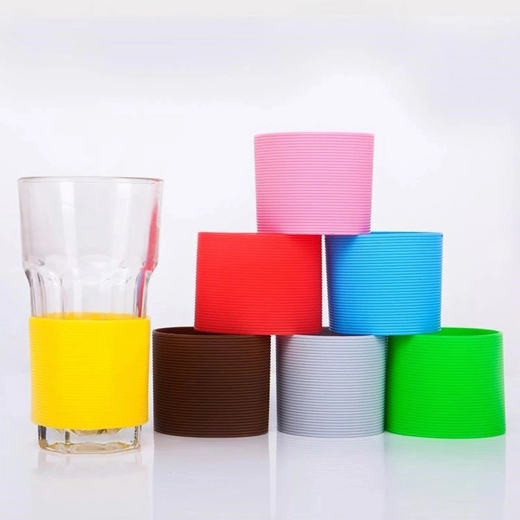 Silicone Coffee Cup Sleeve Heat-Resistant Anti-Slip Glass Bottle Protective Covers