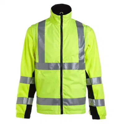 Светоотражающие куртки Водонепроницаемая одежда для дорожной безопасности с высокой видимостью 2 в 1 Рабочая одежда Куртка со съемными рукавами